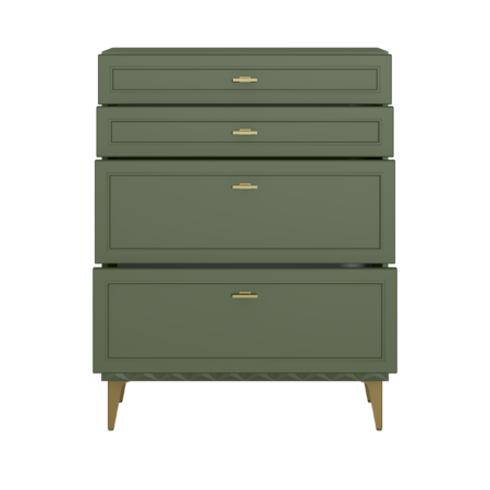 Комод Марион 16.249 дымчатый зеленый K521, олива шагрень AG 1050 ПВХ, белый PE шагрень