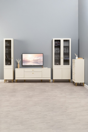 Комод Марион 16.249 слоновая кость С341 PE, слоновая кость 6898 ПВХ, белый PE шагрень