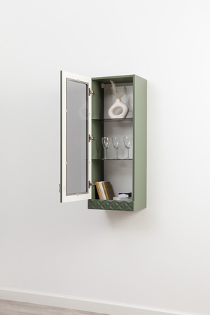 Шкаф навесной Марион 16.334 дымчатый зеленый K521, олива шагрень AG 1050 ПВХ (собирается на любую сторону)