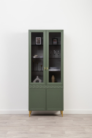 Шкаф-витрина Марион 16.397.02 дымчатый зеленый K521, олива шагрень AG 1050 ПВХ