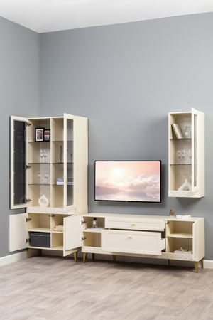 Шкаф-витрина Марион 16.397.02 слоновая кость С341 PE, слоновая кость 6898 ПВХ