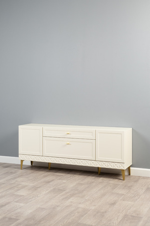 Гостиная Марион композиция 3 слоновая кость С341 PE, слоновая кость 6898 ПВХ, белый PE шагрень (собирается на любую сторону)