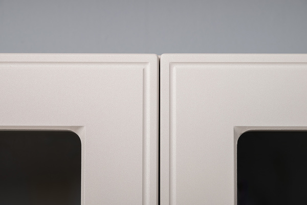 Гостиная Ричфорд композиция 1 без карнизов, кашемир 5981 BS, моно керамика D166-2 ПВХ, белый PE шагрень (собирается на любую сторону)