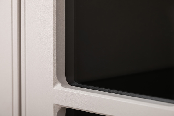 Гостиная Ричфорд композиция 1 без карнизов, кашемир 5981 BS, моно керамика D166-2 ПВХ, белый PE шагрень (собирается на любую сторону)